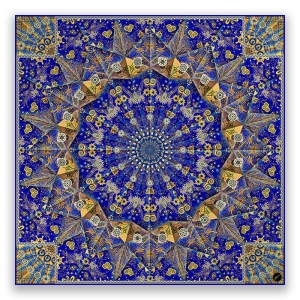 HABIBI LUKIDA - Pañuelo de seda azul oscuro y amarillo dorado - GERMENS