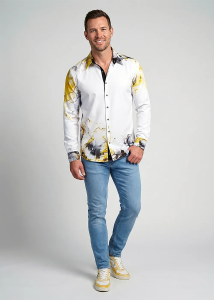 Descubre las coloridas camisas de hombre con botones NEBULA - 100 %...