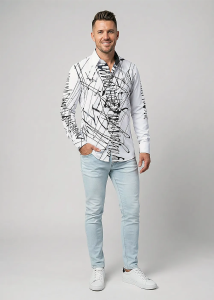 Descubre las camisas de colores para hombre DENADA WHITE - 100 % algodón