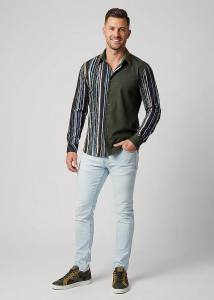 Descubre las coloridas camisas de hombre con botones BAMBOO - 100 %...