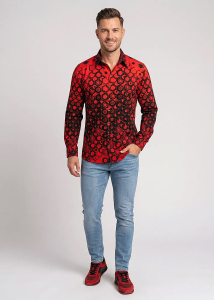 Descubre las camisas de colores para hombre HEXAGON ZINNOBER - 100 %...