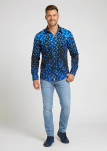 Camisa de manga larga HEXAGON COBALTO