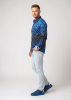 Discover colorful button up shirts for men HEXAGON COBALT - 100% cotton