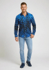 Discover colorful button up shirts for men HEXAGON COBALT - 100% cotton