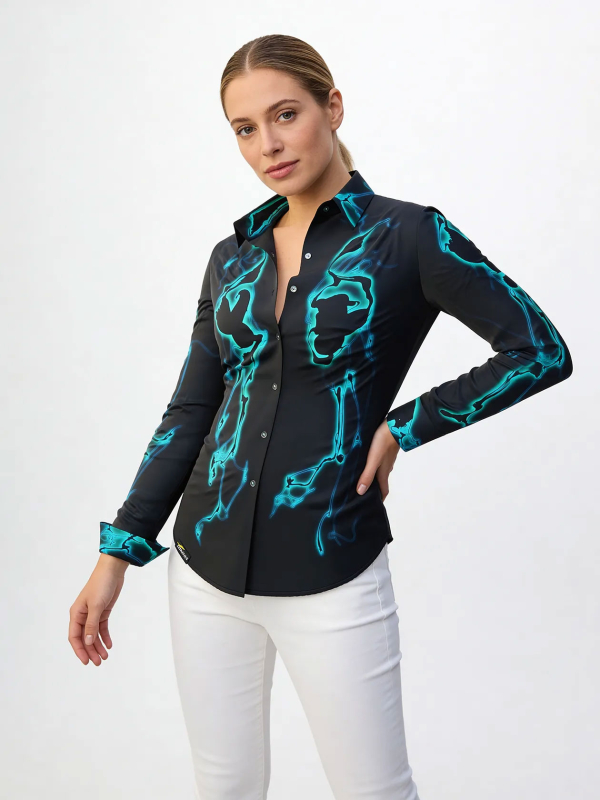 ausgefallene Damenbluse für Damen - KALLAINOS - 100 % Baumwolle - GERMENS artfashion - Größen XS bis 3XL