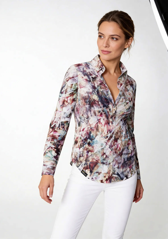 ausgefallene Damenbluse für Damen - MARMOR - 100 % Baumwolle - GERMENS artfashion - Größen XS bis 3XL