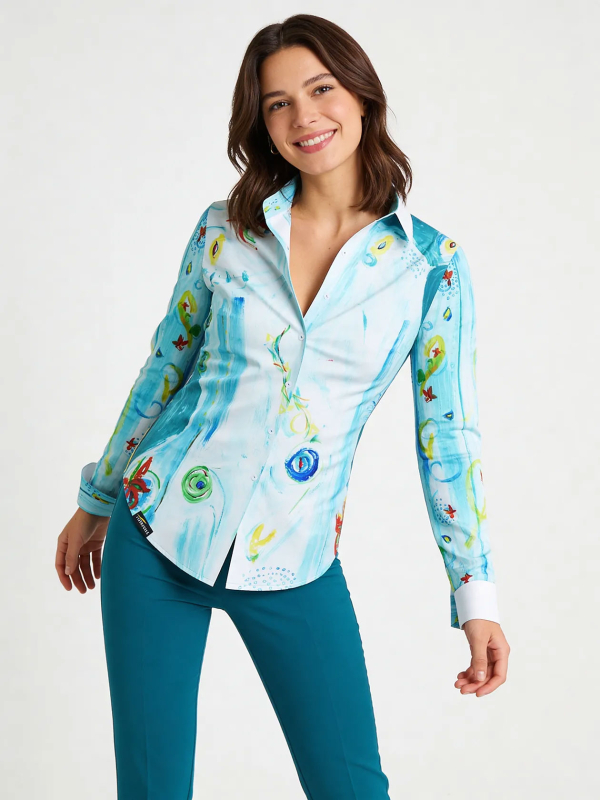 ausgefallene Damenbluse für Damen - NARINA - 100 % Baumwolle - GERMENS artfashion - Größen XS bis 3XL