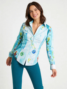 ausgefallene Damenbluse für Damen - NARINA - 100 % Baumwolle - GERMENS artfashion - Größen XS bis 3XL