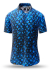 Sommerhemd Herren HEXAGON KOBALT - 100 % Baumwolle - 10 Größen von XS - 6XL - außergewöhnliches Design - feinste Verarbeitung - Stoffe Made in Germany - limitiert und exklusiv