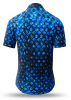 Sommerhemd Herren HEXAGON KOBALT - 100 % Baumwolle - 10 Größen von XS - 6XL - außergewöhnliches Design - feinste Verarbeitung - Stoffe Made in Germany - limitiert und exklusiv