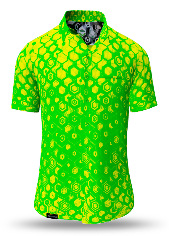 Sommerhemd Herren HEXAGON URANIO - 100 % Baumwolle - 10 Größen von XS - 6XL - außergewöhnliches Design - feinste Verarbeitung - Stoffe Made in Germany - limitiert und exklusiv