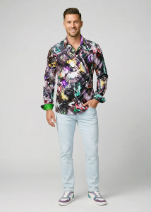 Discover colorful button up shirts for men TEMPERAMENT -...