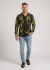 Camisa extravagante de manga larga para hombre en negro y verde TERRA GREEN de GERMENS artfashion - 100 % algodón. Fabricada en Alemania