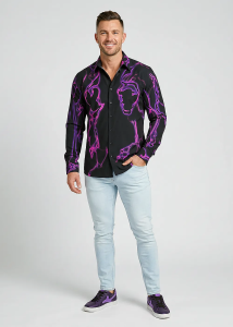 Descubre las coloridas camisas de hombre con botones ULTRA V - 100 %...