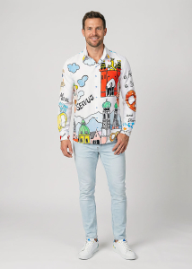 Descubre las coloridas camisas de botones para hombre de WIESNGAUDI -...