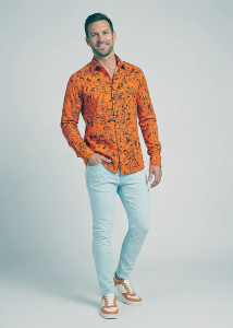 Descubre las coloridas camisetas para hombre GRAVUR ORANGE - 100 % algodón