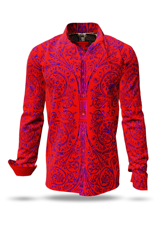 Entdecke bunte Hemden Herren PORTE NOTRE DAME PARIS ROUGE - 100 % Baumwolle