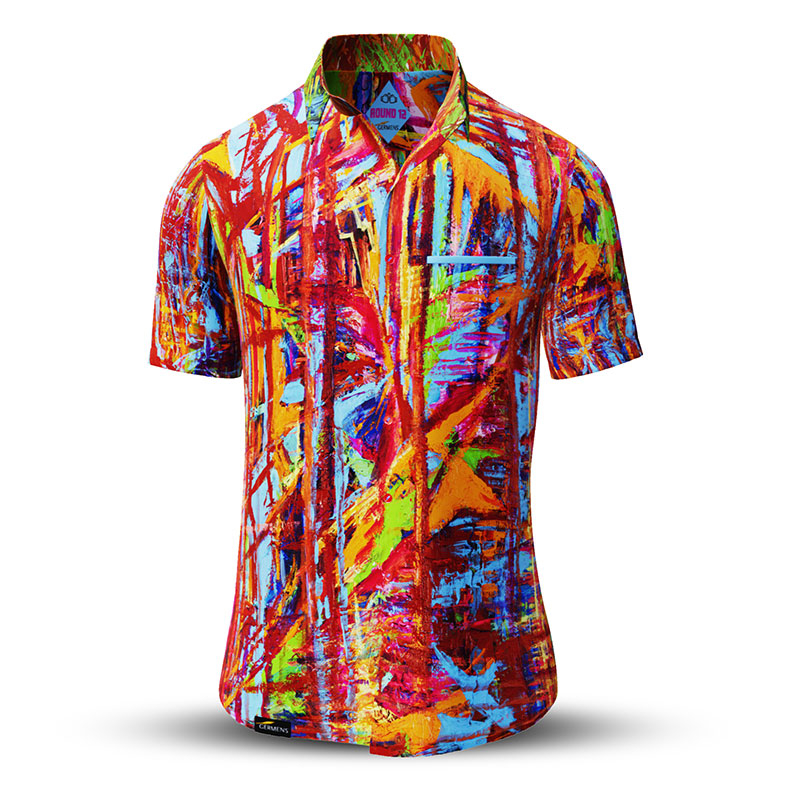 Sommerhemd Herren ROUND 12 - 100 % Baumwolle - 10 Größen von XS - 6XL - außergewöhnliches Design - feinste Verarbeitung - Stoffe Made in Germany - limitiert und exklusiv