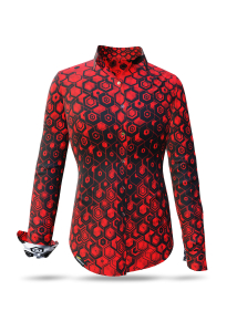 Blusa exclusiva para mujer - HEXAGON ZINNOBER - 100 % algodón...