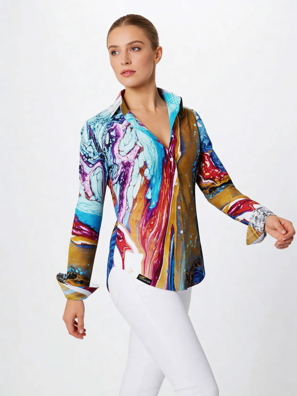 ausgefallene Damenbluse für Damen - HAU´OLI - 100 % Baumwolle - GERMENS artfashion - Größen XS bis 3XL