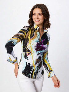 Blusa original para mujer - JAWS OF MAUI - 100 % algodón - GERMENS artfashion - Tallas de la XS a la 3XL