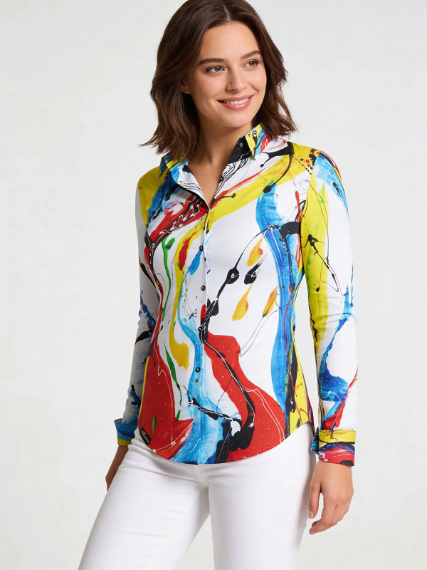 ausgefallene Damenbluse für Damen - FREUDENTANZ - 100 % Baumwolle - GERMENS artfashion - Größen XS bis 3XL