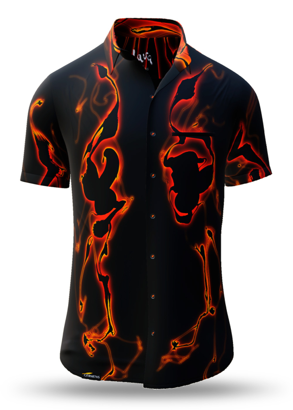 LAVA - Camiseta negra de manga corta con detalles en naranja - GERMENS