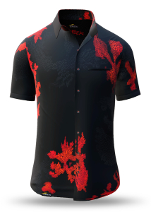 Sommerhemd Herren EMBER BLACK - 100 % Baumwolle - 10 Größen von XS - 6XL - außergewöhnliches Design - feinste Verarbeitung - Stoffe Made in Germany - limitiert und exklusiv