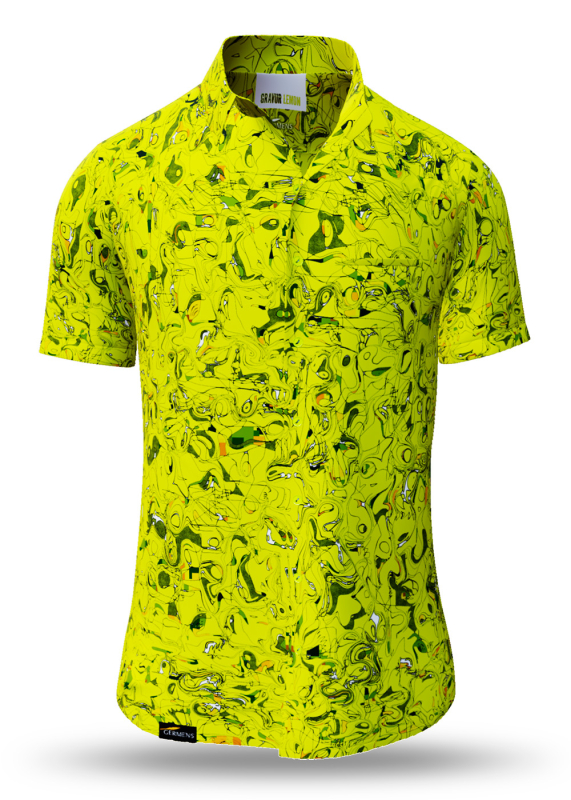 Sommerhemd Herren GRAVUR LEMON - 100 % Baumwolle - 10 Größen von XS - 6XL - außergewöhnliches Design - feinste Verarbeitung - Stoffe Made in Germany - limitiert und exklusiv