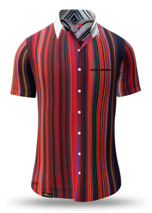 Camisa de verano para hombre ALPHA CENTAURI RED - 100 % algodón -...