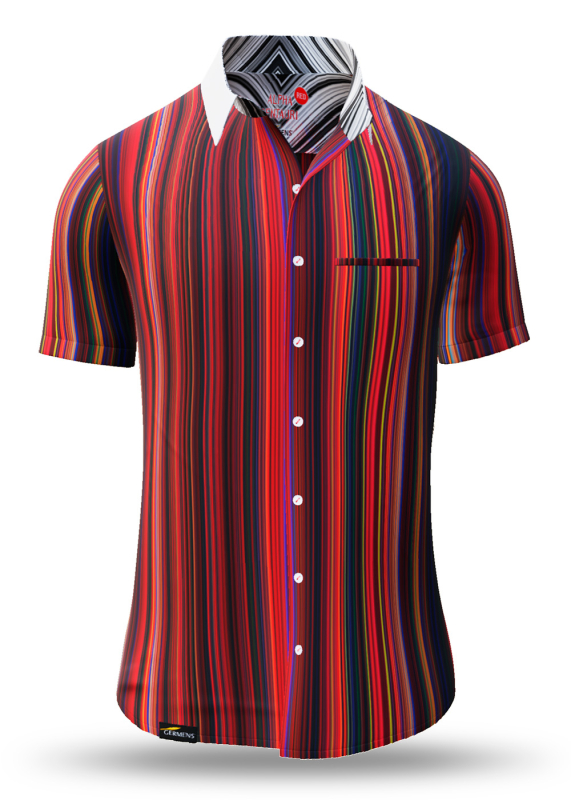 Sommerhemd Herren ALPHA CENTAURI RED - 100 % Baumwolle - 10 Größen von XS - 6XL - außergewöhnliches Design - feinste Verarbeitung - Stoffe Made in Germany - limitiert und exklusiv