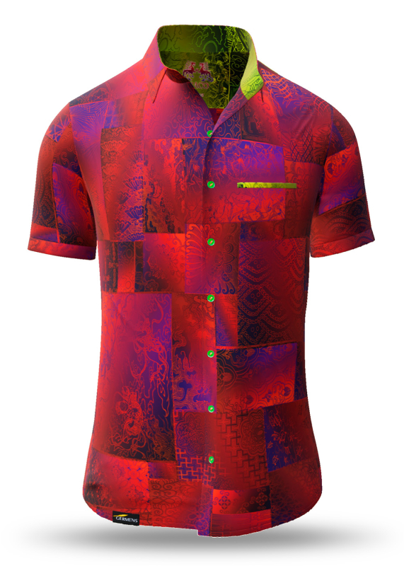 Sommerhemd Herren DRACO ROT - 100 % Baumwolle - 10 Größen von XS - 6XL - außergewöhnliches Design - feinste Verarbeitung - Stoffe Made in Germany - limitiert und exklusiv