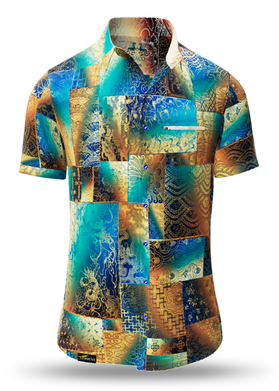 Camisa de verano para hombre DRACO TURQUESA - 100 % algodón - 10 tallas, de la XS a la 6XL - diseño excepcional - confección de primera calidad - tejidos «Made in Germany» - edición limitada y exclusiva
