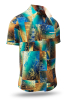 Herrenhemd Kurzarm DRACO TÜRKIS – GERMENS artfashion – 100 % Baumwolle - Größe 4XL