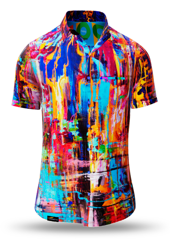 Camisa de verano para hombre HAPPY - 100 % algodón - 10 tallas, de la XS a la 6XL - diseño excepcional - confección de primera calidad - tejidos «Made in Germany» - edición limitada y exclusiva