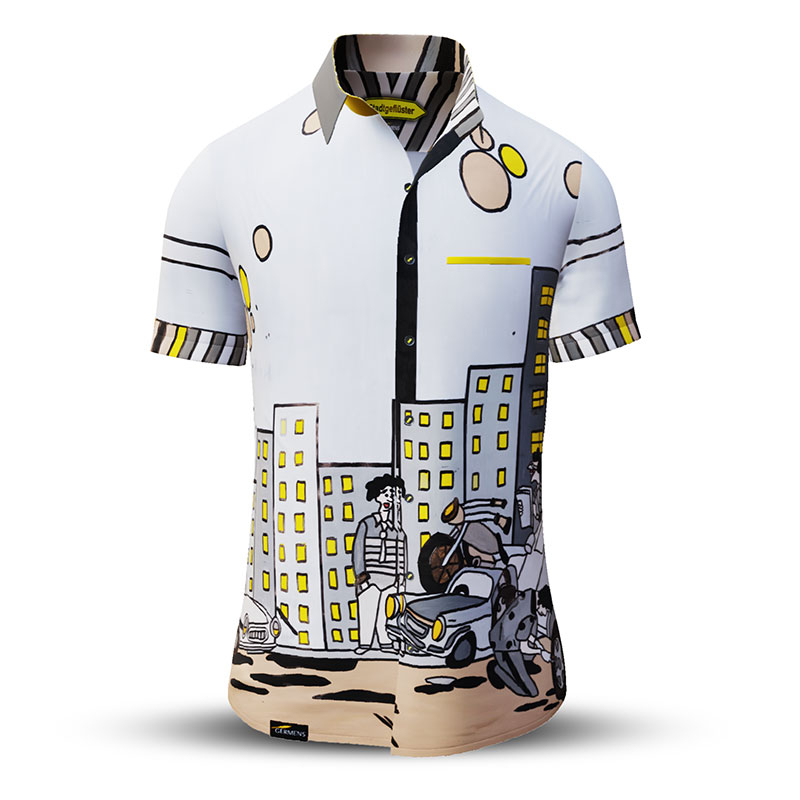 Camisa de verano para hombre STADTGEFLÜSTER - 100 % algodón - 10 tallas, de la XS a la 6XL - diseño excepcional - confección de primera calidad - tejidos «Made in Germany» - edición limitada y exclusiva