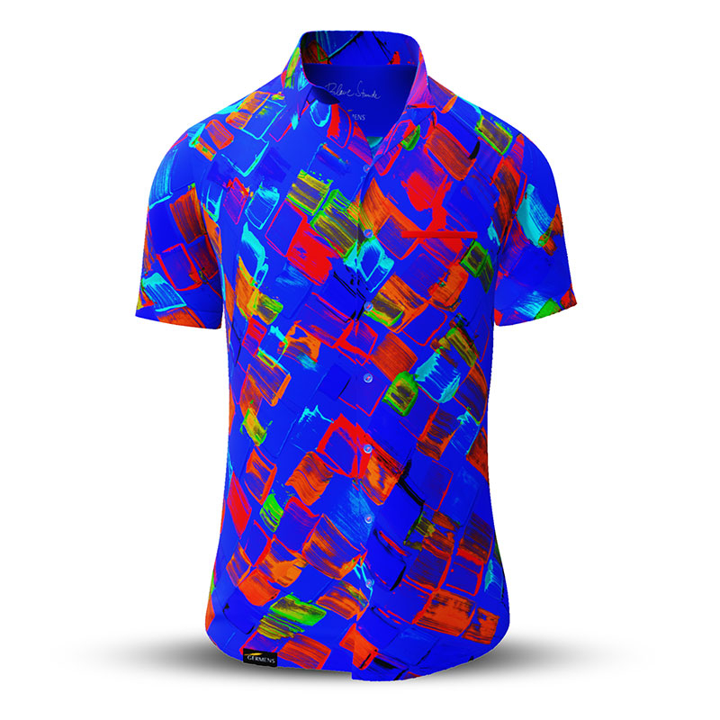 Camisa de verano para hombre BLAUE STUNDE - 100 % algodón - 10 tallas, de la XS a la 6XL - diseño excepcional - confección de primera calidad - tejidos «Made in Germany» - edición limitada y exclusiva