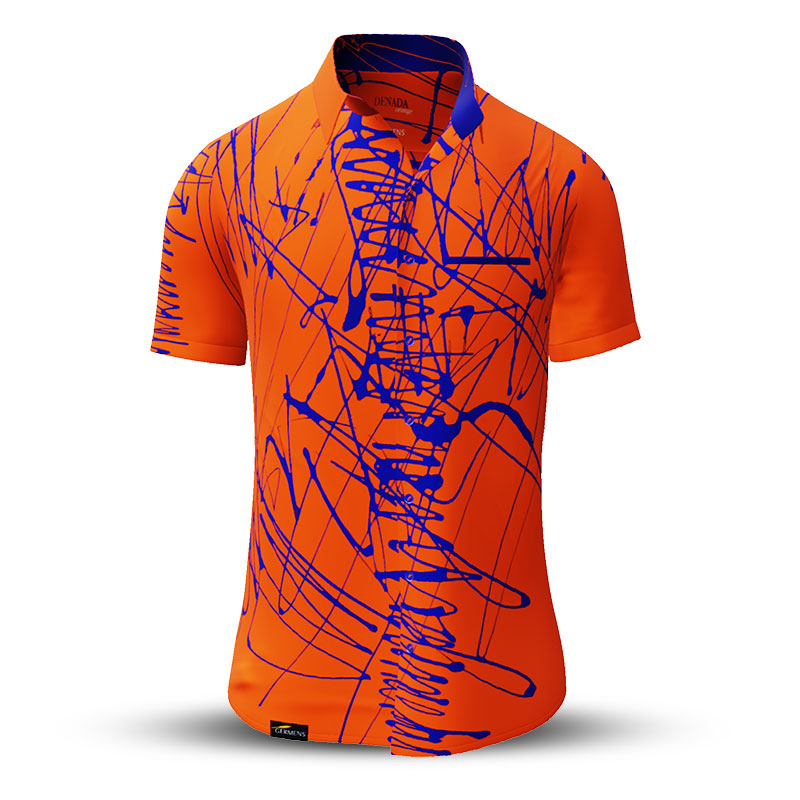 Camisa de verano para hombre DENADA ORANGE - 100 % algodón - 10 tallas, desde la XS hasta la 6XL - diseño excepcional - confección de primera calidad - tejidos fabricados en Alemania - edición limitada y exclusiva