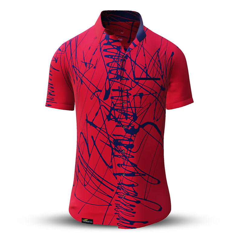 Camisa de verano para hombre DENADA RED - 100 % algodón - 10 tallas, de la XS a la 6XL - diseño excepcional - confección de primera calidad - tejidos «Made in Germany» - edición limitada y exclusiva