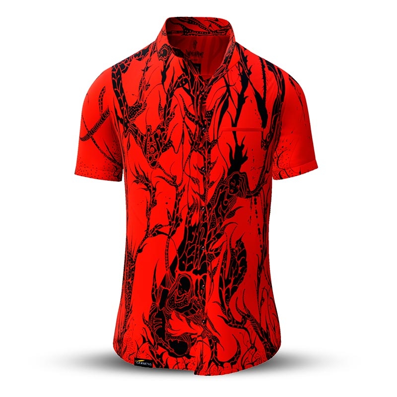 Sommerhemd Herren DORNENPRINZ BLUT - 100 % Baumwolle - 10 Größen von XS - 6XL - außergewöhnliches Design - feinste Verarbeitung - Stoffe Made in Germany - limitiert und exklusiv