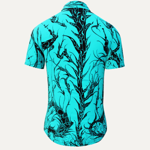 Camisa de verano para hombre DORNENPRINZ CYAN - 100 % algodón - 10...