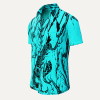Herrenhemden Kurzarm DORNENPRINZ CYAN – GERMENS artfashion – 100 % Baumwolle - Größe L
