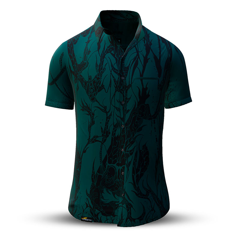 Sommerhemd Herren DORNENPRINZ WALD - 100 % Baumwolle - 10 Größen von XS - 6XL - außergewöhnliches Design - feinste Verarbeitung - Stoffe Made in Germany - limitiert und exklusiv