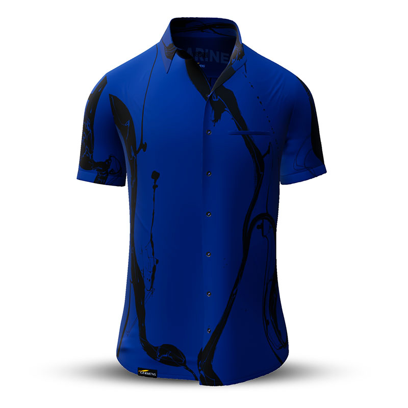 Sommerhemd Herren LEBENSADER MARINE - 100 % Baumwolle - 10 Größen von XS - 6XL - außergewöhnliches Design - feinste Verarbeitung - Stoffe Made in Germany - limitiert und exklusiv