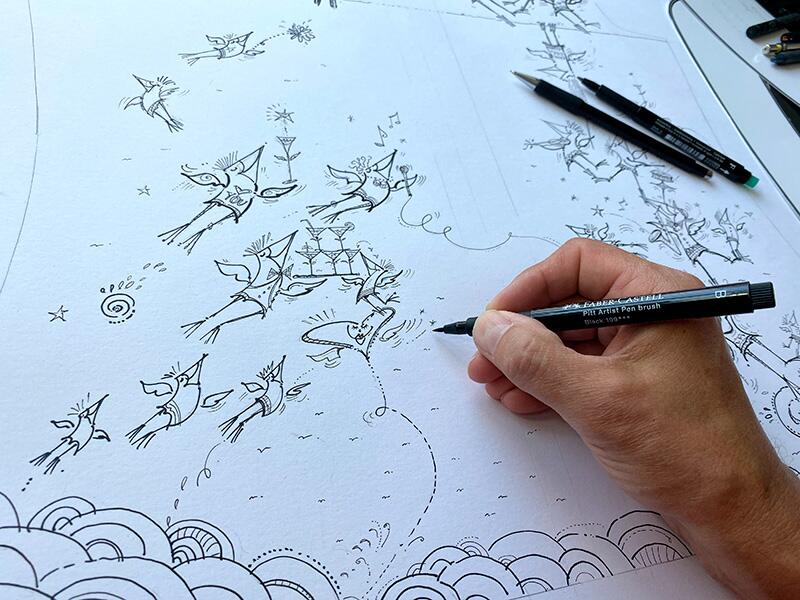 Detailansicht der Grafik für das GERMENS Hemd SCHRÄGE VÖGEL