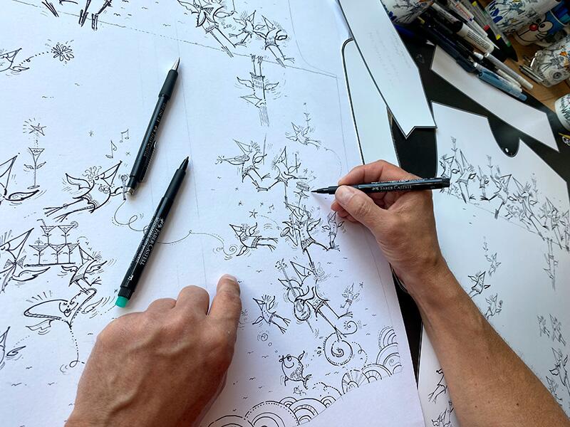Detailansicht der Grafik für das GERMENS Hemd SCHRÄGE VÖGEL