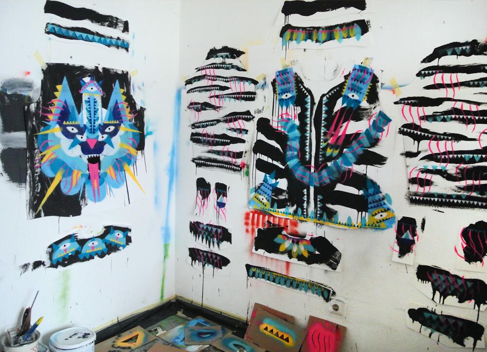 Blick in das Atelier von der Künstlerin Anett Bauer aus Dresden