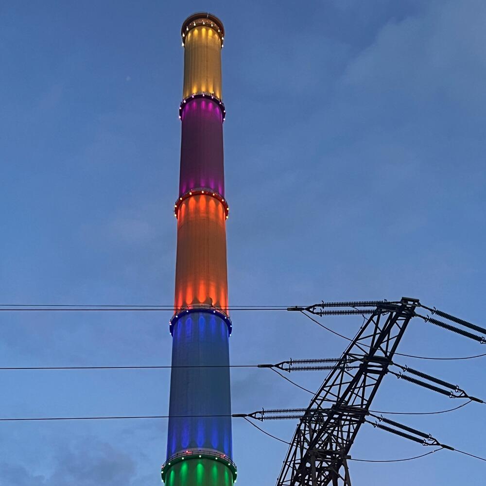 European Capital of Culture 2025 - Landmark of Chemnitz - the colorful chimney