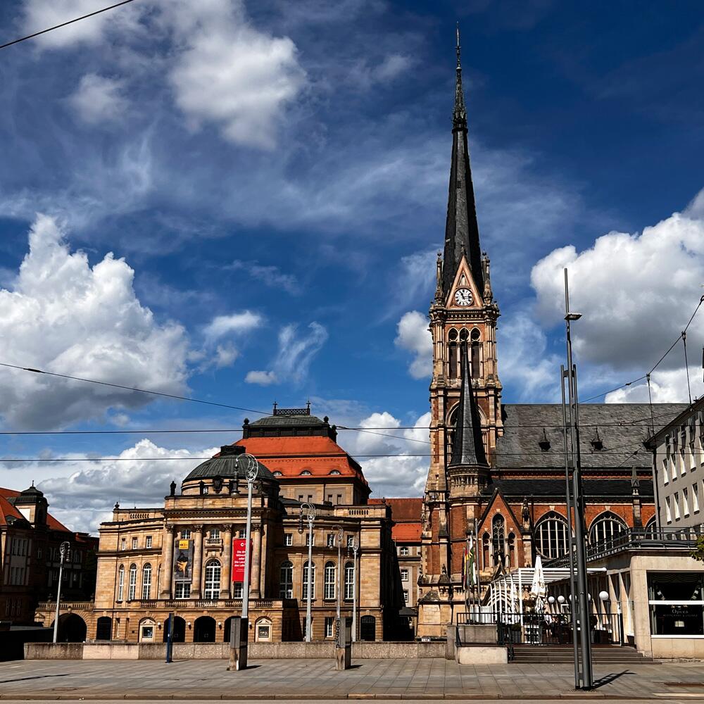 European Capital of Culture 2025 - Opera house, Petrikirche and Theaterplatz in Chemnitz