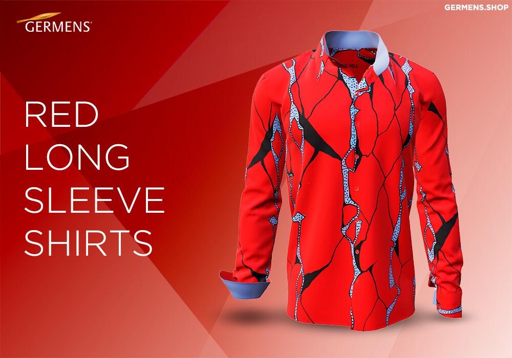 Red Long Sleeve Button Up Shirts from GERMENS artfashion